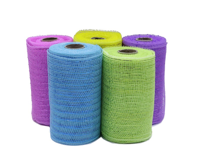 YYCRAFT 6 inch x 30 feet(10 Yards)-YYCRAFT Metallic Poly Mesh Ribbon for Easter Day Decoration/Wreath Making Craft(5 Pack) - Image 1